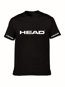 HEAD | HEAD Men T‑Shirt Crew Neck Short Sleeve Loose Oversized Tee Chest Side Sleeve Letter Graphic Top For Sports Street Daily Wear