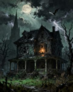 Kayou | Number Oil Painting Dark Horror House Kit Unframed Canvas Painting By Numbers DIY Handmade Artwork Wall for House Decor