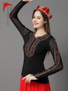 One Eye-Catching Art Xinjiang Dancing Dress Female Uygur Stage Performing Costumes Minority Style Square Dance Tops