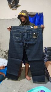 celana panjang raw denim accent 14oz ukuran jumbo 28-50