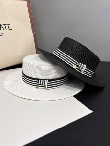 Fashionable Wide Brim Straw Hat Womens Summer Travel Sunshade Hat Flat Top UV Protection Versatile Stylish Hat Butterfly Knot