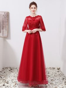 Red Long Elegant One-Shoulder Wedding Dress Womens Mini Dress for Engagement Party Wedding Celebration Floor-Length Gown