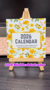 2026 Mini Desk Calendar Floral Design with Bible verses each month - sold per piece