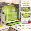 MarCur Home Giá đỡ bát đĩa 2 lớp có nắp đậy hộp lưu trữ nhà bếp kín chống bụi và chống côn trùng Khay phơi đĩa cong có nắp. 