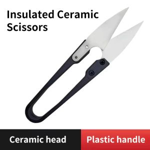 U-Shaped Ceramic Insulated Scissors Anti Static Safety Hand Tool for Battery Repair Electrical Wiring Work