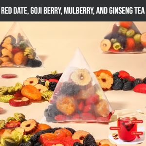 Restore Kidney Health & Support Blood Circulation: Red Date Goji Berry Mulberry & Ginseng Tea