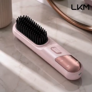 【SG Stock】LKM Mini Hair Straightener Brush | Wireless Hair Straightener Comb Portable Travel Rechargeable Anti Scald