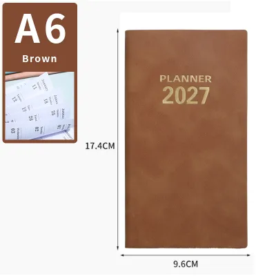 A6 2027 Portable Planner - With Bookmark Index - 64 Sheets - 128 Pages - 3.7 Inches/6.7 Inches - 365-Day Time Management Organi