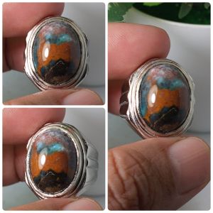 cincin batu bacan motif kembang natural realpic