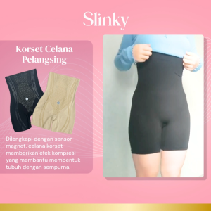Celana Korset Pelangsing Perut & Pinggang Spandex Anti Gulung dengan Terapi Magnetik