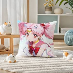 Bandai | Sailor Moon Sailor Venus Anime Plush Pillow Cover Soft Short Plush Cushion Cover For Sofa Bedroom Home Decor Gift Decoration