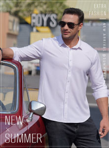【L-10XL】175KG Can Wear Large Fat Oversize Big Plus Size Mens Solid Color Long Sleeve Shirt Spring Autumn Thin Business Casual Loose Elastic Pure Color Professional Shirts