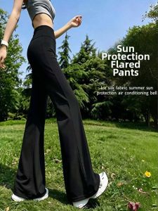 Black Sun Protection Thin Yoga Sport Casual Flared Trousers