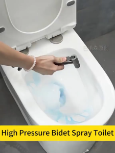JOCBO Handheld Bidet Spray Set Dual-outlet Angle Valve Bathroom Toilet Bidet with Spiral Hose Cleaning Tools Pure Aluminum Valve Core