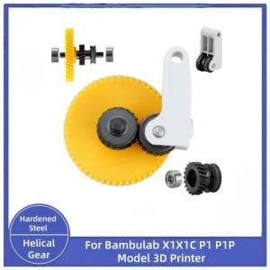 Upgraded All Metal Extruder Hotend Hardened Steel Helical Gear Direct Drive Silicone Handle for Bambu Lab X1 X1C P1 P1P P1S