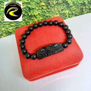 gelang kayu KELOR HITAM UKIR BUNGA SPESIAL A53