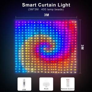 400 LED RGB Curtain Lights BT APP Smart Programmable USB 5V Fairy LED String For Window Bedroom Party Valentines Day Birthday