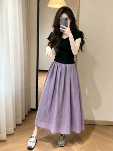 LIRUSHAN | French Elegance New Summer Unique Ins Style Purple Dress
