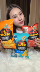 SPACE NACHOS Premium Corn Chips Crispy Tortilla Flavor Hot & Spicy Taste in Resealable Bag