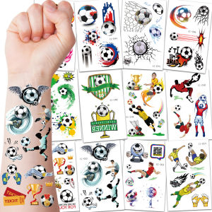 12 Sheets Temporary Tattoos for Children Football Soccer Fan Fake Tattoo Waterproof Tattoo Sticker Man Women Football Matches