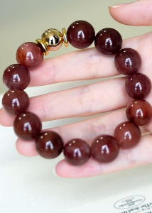 Montagne Jewelry Natural 14mm Dark Red Rutilated Quart Bracelet 925 Silver Fine Jewellery