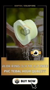Vlok ring over drat 1/2 x 3/4 /Vlog Drat / Plok Drat / Sambungan Kran PVC / Plastik 1/2 Inch 3/4 Inch Sambungan Drat 1/2" inch ke 3/4" inch Murah Konektor Kran / Sok Drat Kran / Vlok Ring PVC 1 x 3/4 Inch Verlop Reducing Faucet 1 x 3/4"