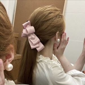 Korean Style Satin Solid Color Bow Banana Clip Women Girls Ponytail Clip Sweet Hair Claw Fashion Barrettes