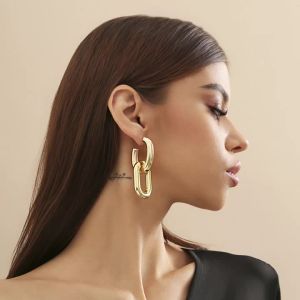 Ingemark | Vintage Geometric U-Shape Link Hoop Earrings for Women Trendy Punk Metal Round Circle Piercing Earrings Jewelry Accessories Gift