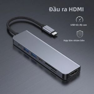 Cổng Kết Nối Đa Chức Năng USB C 7 Trong 1 Bộ Chuyển Đổi Type-C Đa Cổng Với Khả Năng Tương Thích HDMI Sạc PD HUB Cho Laptop Bộ Chia Kim Loại