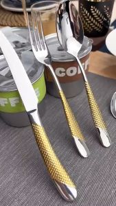 VK 304 Stainless Steel Premium Tableware Fork Spoon Knife Set Gold Silver Dinnerware Set Kitchen Utensil Set