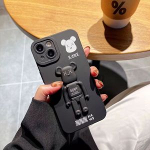 Case Vivo Y55 5G Y75 5G T1 5G Casing Softcase Bear Baby With Bracket 3D KA-WS Stand