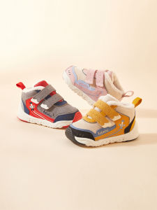 Fiber Velvet Childrens Booties Cute Rabbit Design Thick Soled Anti-skating PU Leather Infant Sneakers Boys Girls Toddlers Shoes