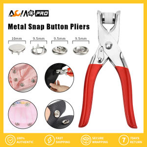 AumoPro 1 Cái Nút Bấm Bộ Kìm Cái Đính Bằng Kim Loại Nút Bấm Với Kìm Bấm Lỗ Tự Động Bộ Kìm Bấm Lỗ Năm Hàm Ấn Bằng Tay Kìm Kim Loại Giấu Khóa Rỗng 9.5Mm Khóa Năm Càng Công Cụ Cài Đặt