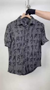 LZD Áo sơ mi TOPGU cổ đức vải Conton chữ rách. Nam Menswear Cổ Tròn