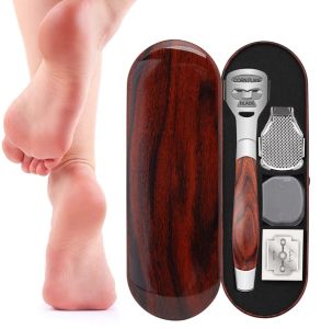 4pcs/set Wood Handle Foot Callus Shaver Heel Feet Skin Shaver Corn Cuticle Cutter Remover Pedicure Razor Portable Foot Care