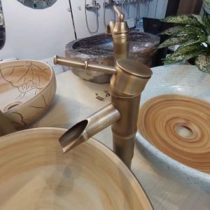 Vòi lavabo vòi rửa mặt nóng lạnh chiều cao 20cm và 30cm VL001 - Kiểu thân trúc - Tông màu trầm - Chất liệu đồng siêu bền mang phong cách cổ điển