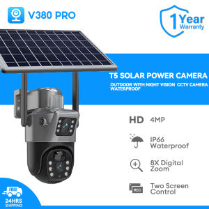 V380 PRO 8MP 4K Dual Lens Solar Surveillance Camera Outdoor Waterproof 4G SIM Card Wireless CCTV 8X Zoom PTZ IP Cam Alexa Rechargeable PIR Human Motion Detection Outdoor Waterproof Wireless CCTV Home Security Cameras