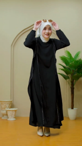 GAMIS ABAYA TERBARU 2025 MELANI DRESS WANITA VIRAL BAHAN CRINKLE SUTRA APLIKASI SWAROVSKI