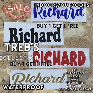 sticker name (buy 1 get 1 free) motorcycle car tumbler laptop decal decals vinyl waterproof richard