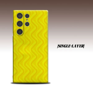 Yellow Wave Texture For Samsung Galaxy S26 S25 S24 A56 A36 Dual Layer Luxury Fashion Full Lens Protective Case