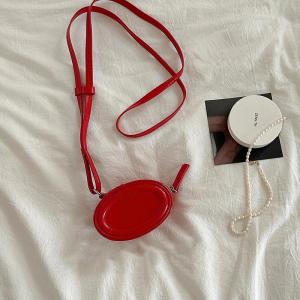 กระเป๋าสะพายข้างทรงกลมขนาดเล็กแบบหนัง PU กระเป๋าใส่เครื่องประดับแบบสะพายข้างสไตล์เกาหลี กระเป๋าใส่กุญแจ กระเป๋าสะพายข้างแบบลำลอง