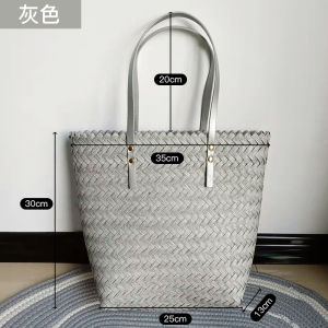 French Vintage Large Capacity Woven Bag Straw Basket Style Handheld Beach Vacation Photohoot Handbag Womens Crossbody Bag