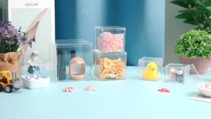 12Pcs Transparent Plastic Box / Square Acrylic Container with Cover / Xmas Party Gift Packing Box / Candies Beads Jewelry Storage Box