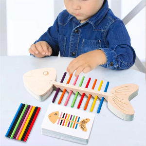 Montessori การจับคู่สี Sensory ของเล่นไม้ BALANCE Stick Fine การฝึกอบรมเกมปริศนาของเล่นสําหรับชายหญิงวันเกิดคริสต์มาส...