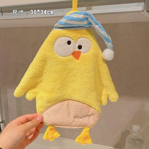 Cute Cartoon Hand Towel Coral Fleece Absorbent Quick Dry Hanging Style for Bathroom Home Use Childrens Hand Wiping Cloth