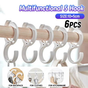 Talao 6Pcs S-type Hook Plastic Snap-on Hooks Dormitory Hanging Bag Clothes Pinch Hook Home Organizer for Kitchen/Bathroom/Toilet