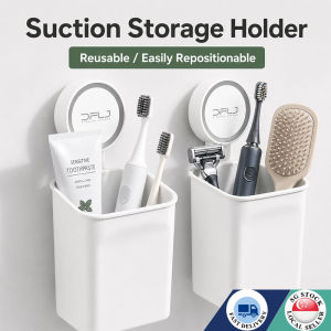 [SG Stock] Suction Toothbrush Holder /Wall Mounted Storage Box Self-draining Toothpaste/Toothbrush/Razor Holder