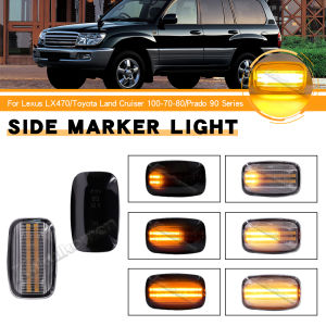 2 Pieces for Toyota Land Cruiser Landcruiser 70 80 100 Series Dynamic LED Side Marker Fender Lights Flowing Turn Signal Light
