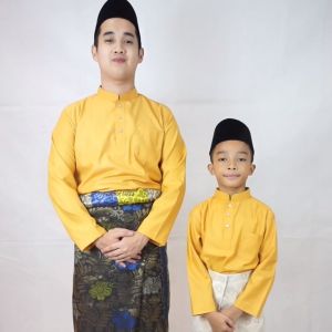 New Arrival Sempurna Baju Melayu Warna Yellow Mustard Slim Fit Cotton Sedondon Baju Raya - C003BM Ready Stock BMC