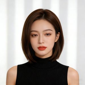 Wig Ladies Media Bangs Medium Long Straight Hair Simulation Hair Chemical Fiber Mechanism Headgear